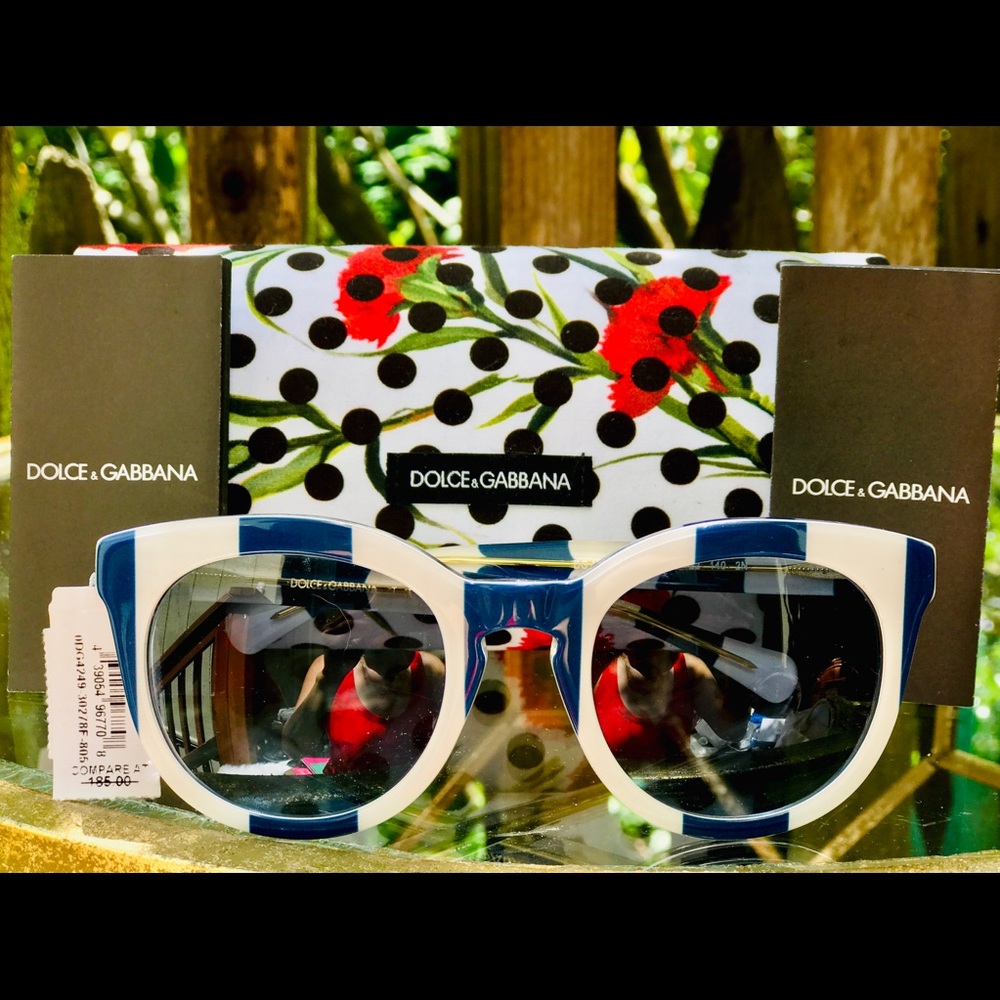 Dolce & Gabbana Blue/White Striped Sunglasses NWT!